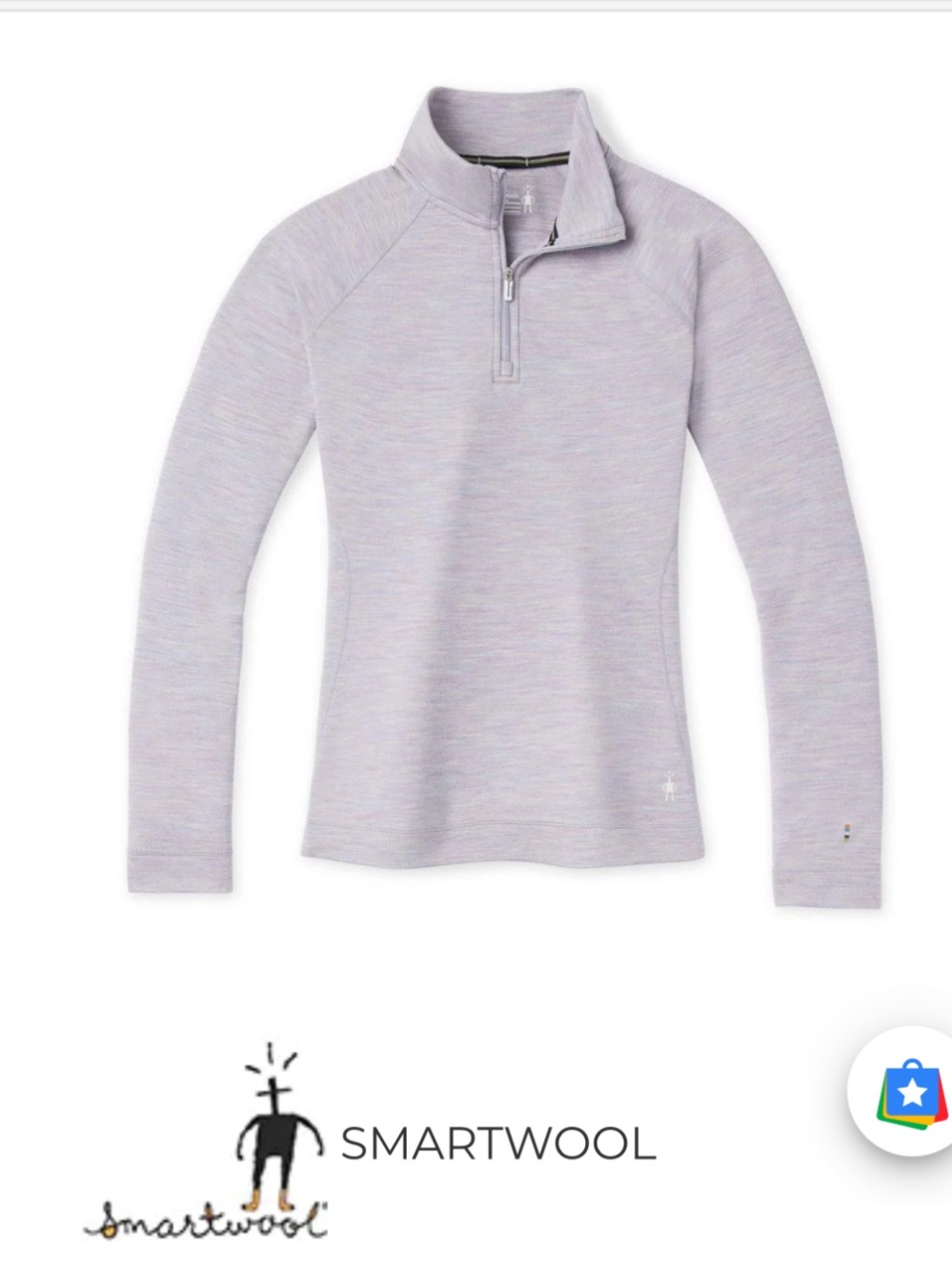 SMARTWOOL CLASSIC THERMAL MERINO BASE LAYER 1/4 ZIP TOP WOMEN'S size medium